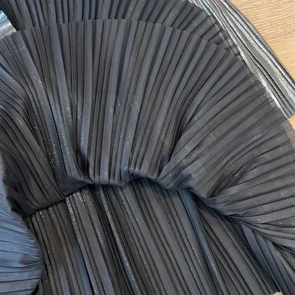 Current Air Anthropologie Metallic Silver Pleated Tiered Skirt Ruffles Small NYE - Picture 10 of 12